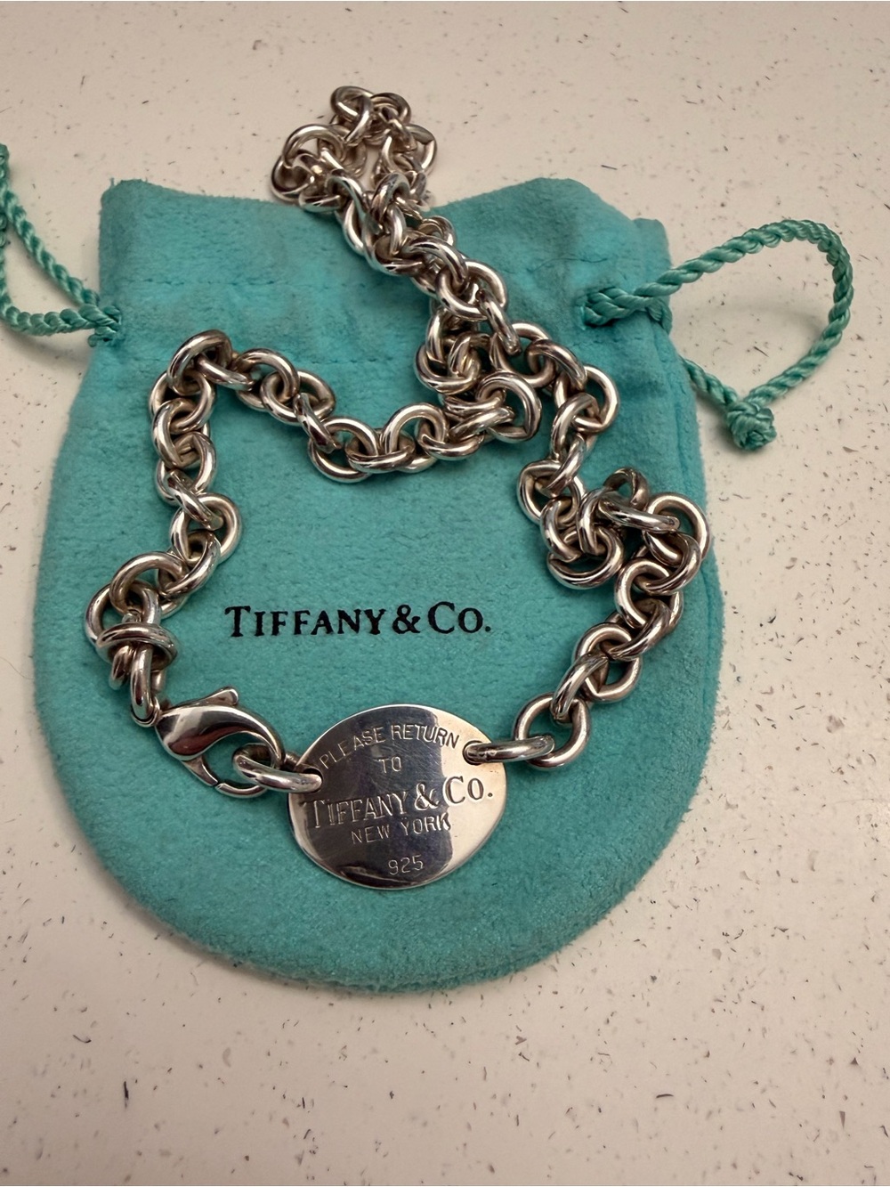 Tiffany & Co. Sterling Silver Oval tag choker